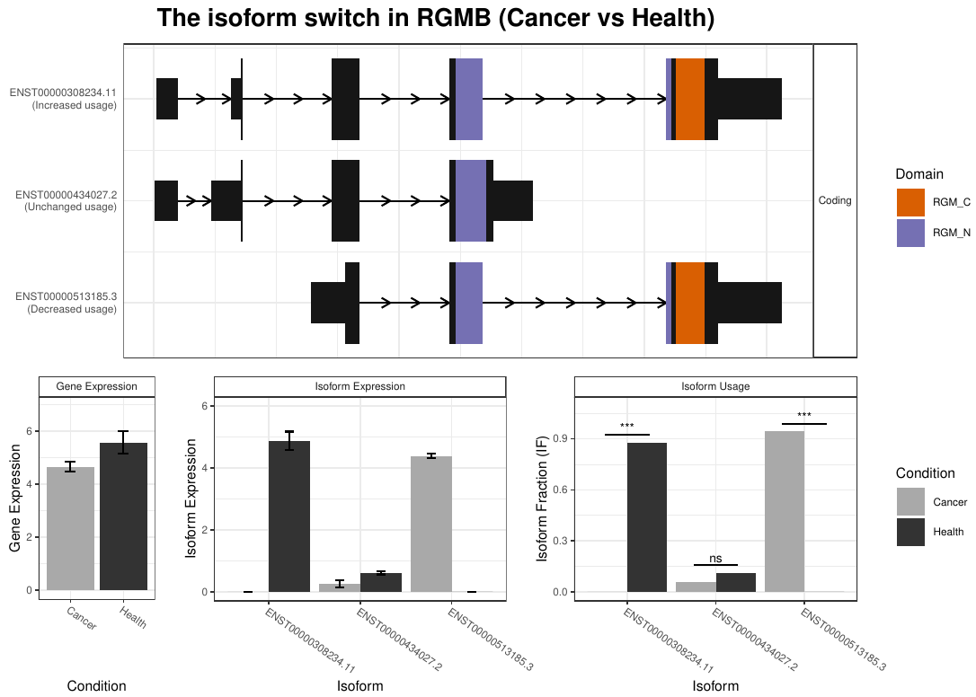 Figure 13. RGMB gene isoform expression profile plot. 